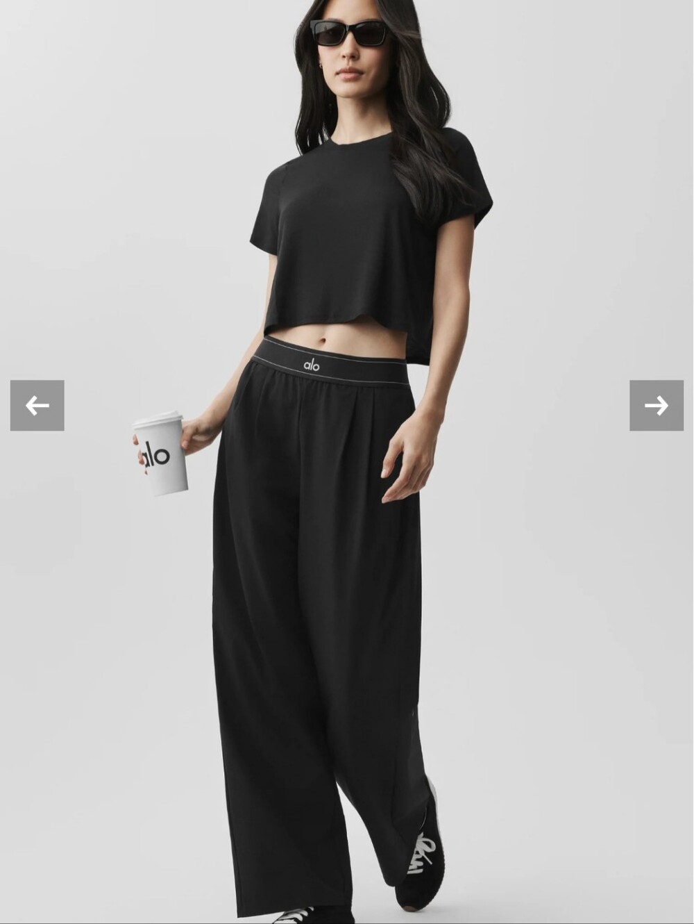 ALO Yoga Black High-Rise Wide-Leg Lounge Pants